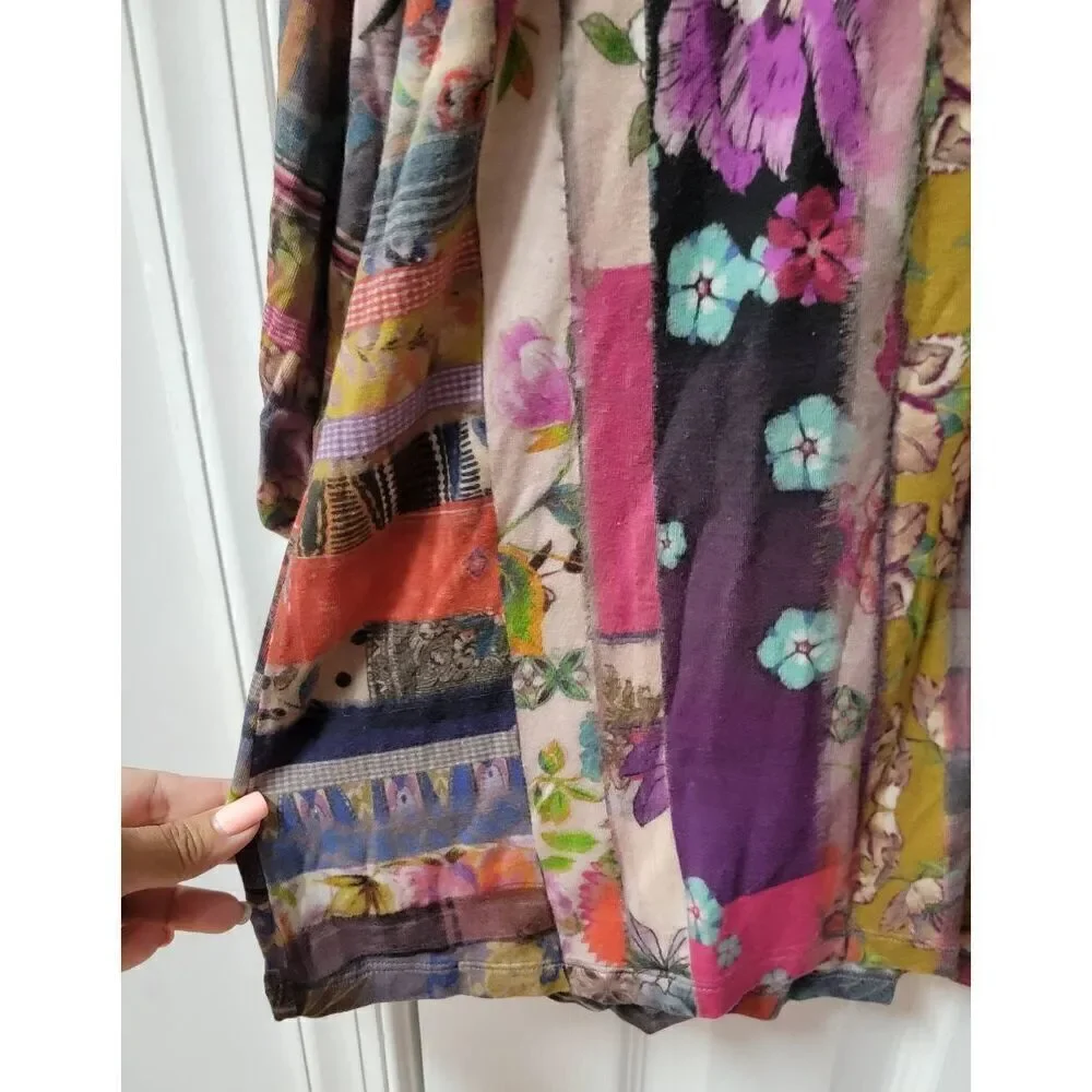 Johnny Was Patchwork Puff-Sleeve Top 1X